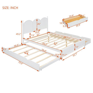 English Elm Queen Size Platform Bed With Twin Xl Trundle, 2 Storage Drawers, Elegant Design For Space-Saving N820S00025K-GIGA