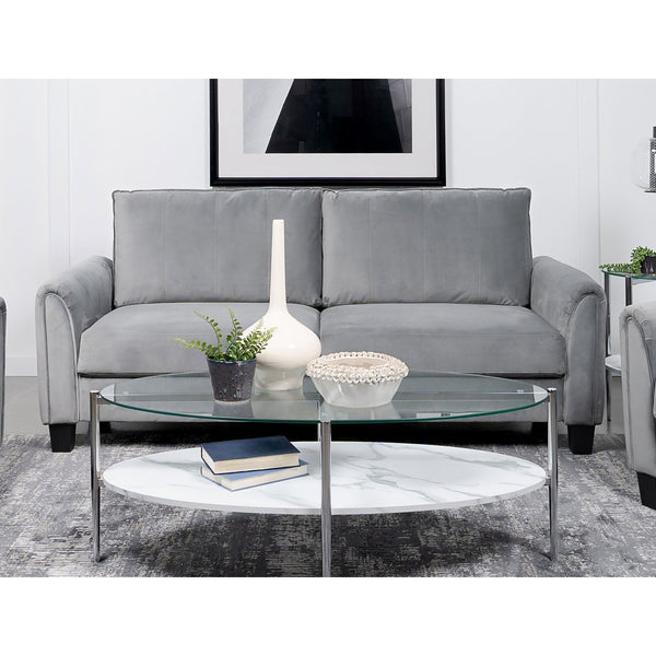 English Elm Dixon Grey Upholstered Sofa with Rounded Arms & Vertical Stitching, Plush Velvet-Soft Cushions, 79.5" Wide Elegance B062P354081
