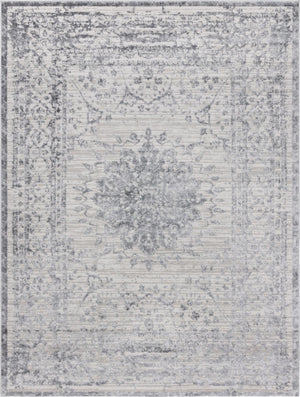 Unique Loom Aberdeen Derbyshire Machine Made Medallion Rug Gray, Navy Blue 9' 0" x 12' 2"
