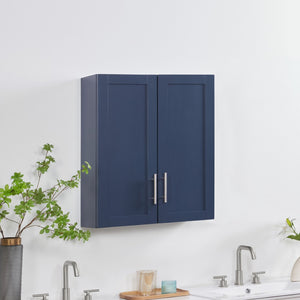 English Elm Wood Hanging Cabinet With Doors – Stylish Blue Storage Solution For Home Or Office Organization W914P292875-GIGA