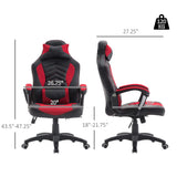 English Elm Homcom 6 Vibrating Point Massage Computer Gaming Chair 5 Modes, Racing Style Heated Desk Chair Swivel Rolling Chair With Headrest, Red / Black