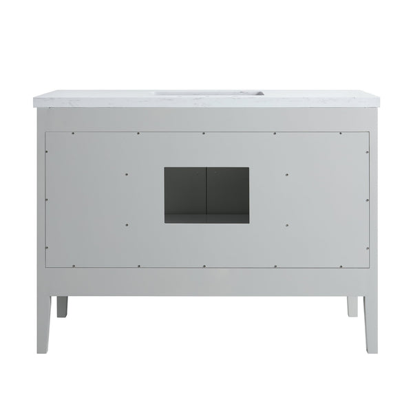 English Elm Fully Assembled 48" Grey Single Sink Bathroom Vanity with Solid Rubberwood, Carrara Top, Soft-Close Drawers W1826P308981