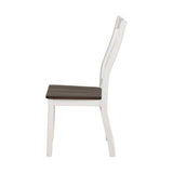 English Elm Set Of 2 Wooden Dining Chairs, Distressed White and Espresso