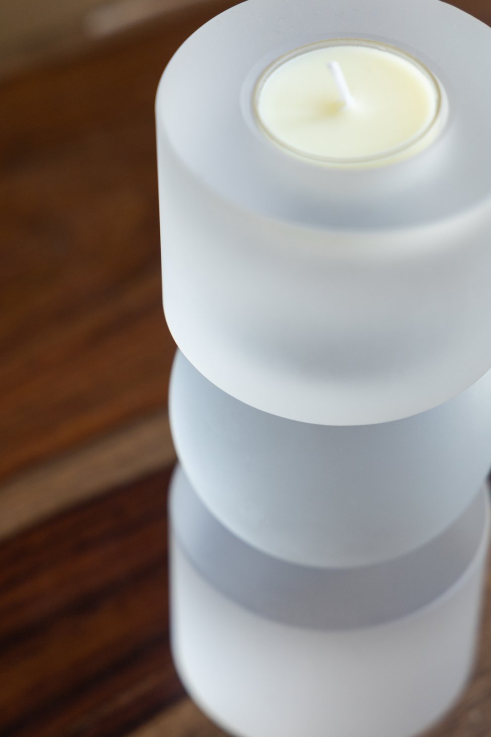 English Elm D3.1x7.1" Frosted Palisade Small Glass Candle Holder — Modern Round Votive Tealight Decor Glow elegance W2078P390743