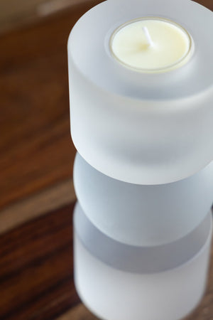 English Elm D3.1x7.1" Frosted Palisade Small Glass Candle Holder — Modern Round Votive Tealight Decor Glow elegance W2078P390743