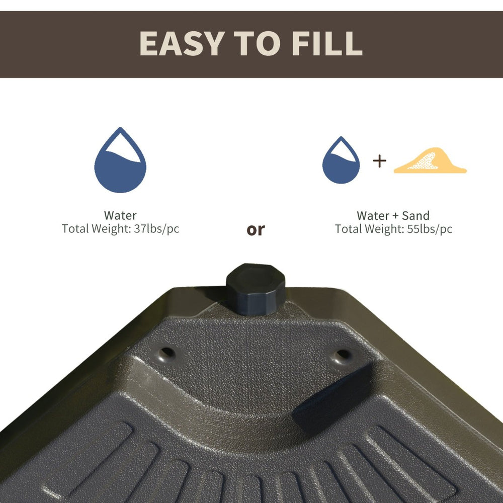 English Elm Outsunny 4-Piece Heavy-Duty Cantilever Umbrella Base, Adjustable Weight With Easy-Fill Design & Handles W2225P217597-GIGA