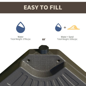 English Elm Outsunny 4-Piece Heavy-Duty Cantilever Umbrella Base, Adjustable Weight With Easy-Fill Design & Handles W2225P217597-GIGA