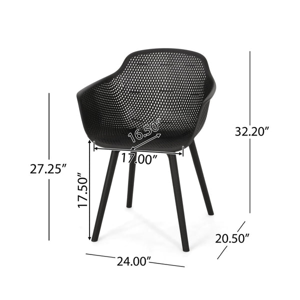 English Elm Lotus Outdoor Dining Chairs Set of 2 with Diamond Perforated Weather Resistant Design N776P417868B
