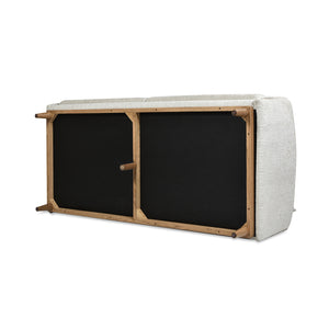 English Elm Jennifer Taylor Home - Haven 83" Flange-Arm Oak Sofa in Marled Gray Chenille — Rustic Oak Base, Reversible Cushions, Durable Support B2719P238350