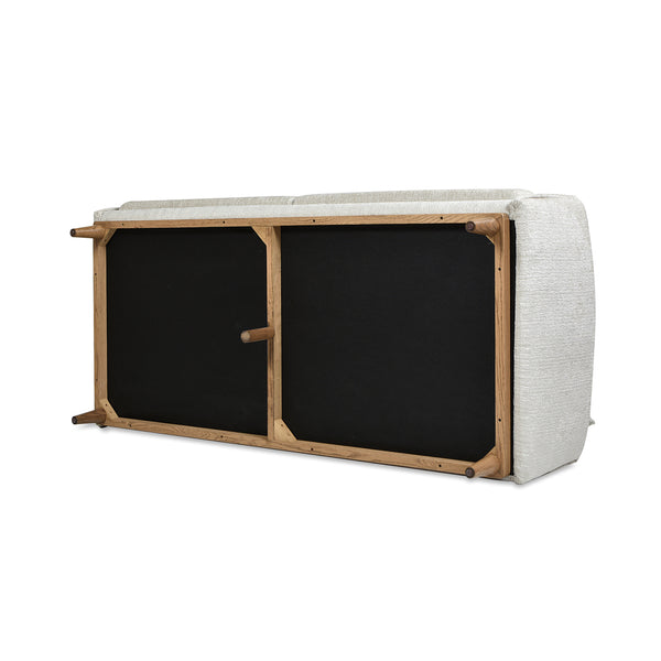 English Elm Jennifer Taylor Home - Haven 83" Flange-Arm Oak Sofa in Marled Gray Chenille — Rustic Oak Base, Reversible Cushions, Durable Support B2719P238350