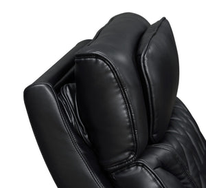 English Elm Jazmina Power Reclining Sofa Leather Aire Quilted Media Room Seating with Led Lighting Black B2749P413351