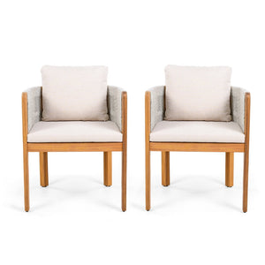 English Elm Acacia Wood Outdoor Dining Chair Set with Rope Arms and Waterproof Cushions N779P279983W