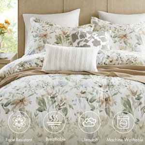 English Elm 6PCS King Cotton Sateen Comforter Set Oversized 6-Piece Soft 300TC Print Reversible Luxury Bedding B035P341176