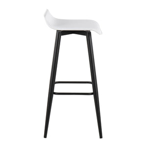 English Elm Ale Contemporary Fixed-Height Bar Stool with Wave Seat, Black Steel Base, Faux Leather Upholstery Set of 2 White B202P222131