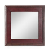 Christopher Knight Home® - Noble House - Bearden Handcrafted Boho Leather Square Wall Mirror, Antique Brown