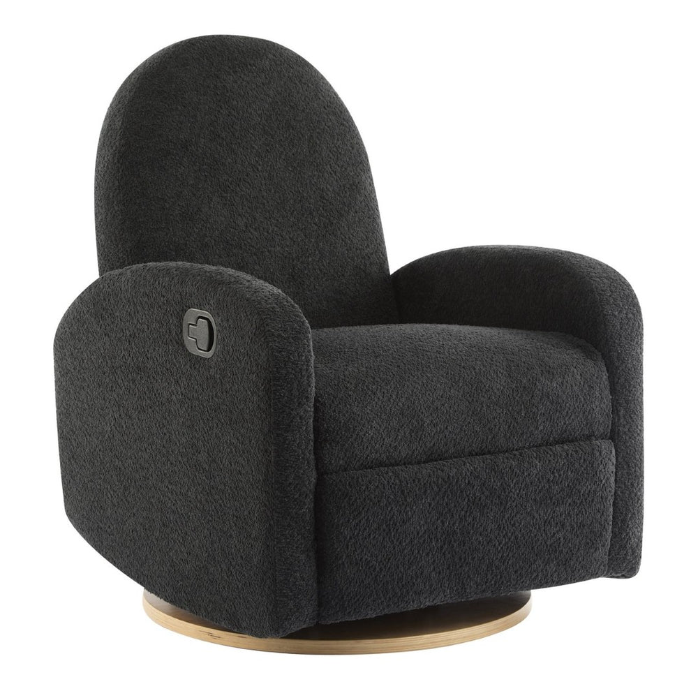 English Elm 360 Swivel Glider Recliner with Solid Wood Base Contemporary Upholstered Lounge Chair Black N771P363407H
