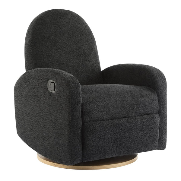 English Elm 360 Swivel Glider Recliner with Solid Wood Base Contemporary Upholstered Lounge Chair Black N771P363407H