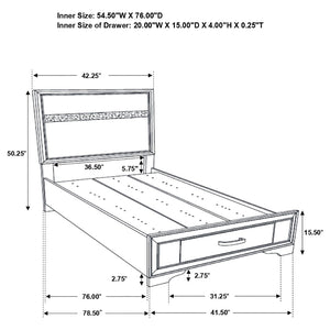 English Elm Annie Glam Twin Storage Bed Set with Crystal Hardware Glitter Panels and Jewelry Drawers White B062S01608