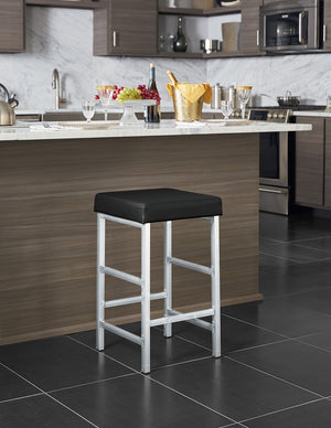 OSP Home Furnishings 26" Polished Chrome Backless Stool Black