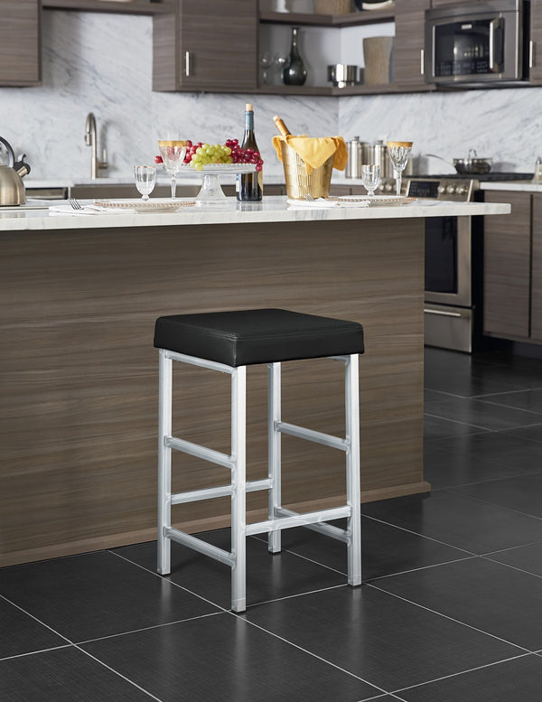 OSP Home Furnishings 26" Polished Chrome Backless Stool Black