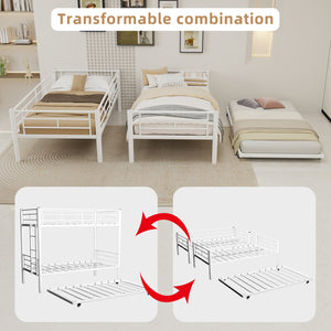 English Elm Heavy-duty Metal Twin over Twin Bunk Bed with Noise-Reducing Design, Safety Rail, Ladder, 350lb Capacity White W1935P300342