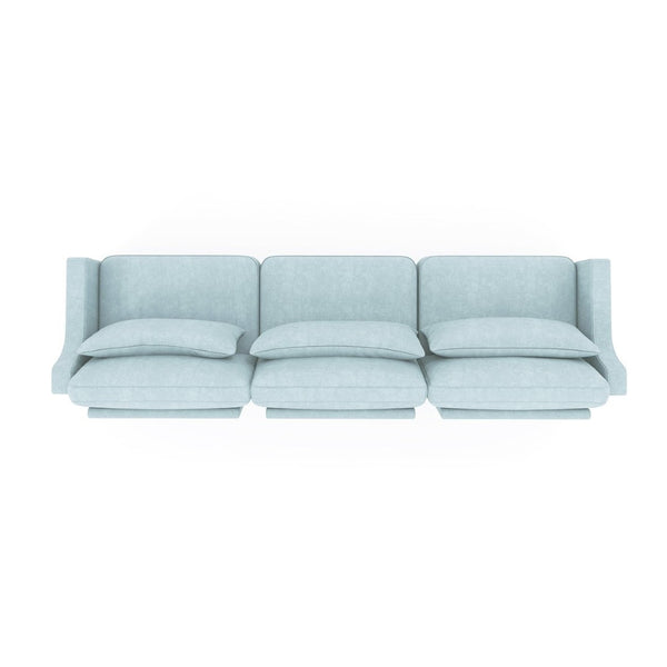 English Elm Three-Seater Sofa In Sky Blue Chenille - Ergonomic Design With Lumbar Pillow, Perfect For Any Space! W714S01206-GIGA