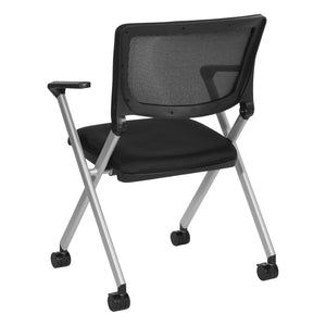 OSP Home Furnishings Flex Back Nesting Chair Mesh Seat Stackable Silver Frame for Conference Rooms FC8486-231