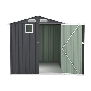 English Elm 6x8ft Outdoor Steel Storage Shed Lockable Vented Galvanized Metal Garden Backyard Tool Unit Dark Gray W1598P361333