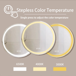 English Elm 24 Round White Framed Dimmable LED Vanity Mirror with Anti-Fog & 3 Color Temps, Modern Finish W716P233471