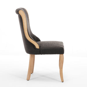 English Elm Snow velvet dining chair with plush breathable upholstery, mid-century wood trim and sculpted legs comfort and style Gray W1143P332692