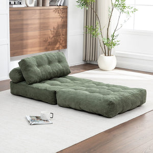 English Elm Folding Floor Sofa Bed Convertible Sleeper Chair with Shredded Foam Corded Fabric Green W2200P442796