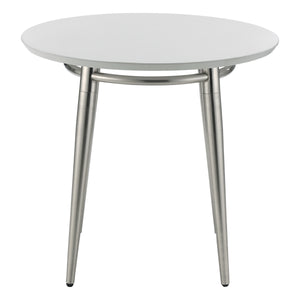 OSP Home Furnishings Brooklyn Round Top End Table White/Brushed Nickel