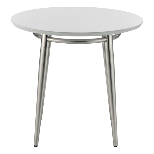OSP Home Furnishings Brooklyn Round Top End Table White/Brushed Nickel