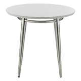 OSP Home Furnishings Brooklyn Round Top End Table White/Brushed Nickel