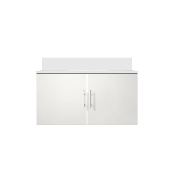 English Elm Glossy White Bath Vanity With Cultured Marble Top - Modern Design & Soft-Close Features, 36"W X 22"D B2731P258636