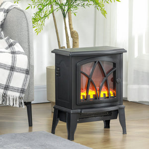 English Elm Homcom 18" Electric Fireplace Stove – Portable Freestanding Heater With Realistic Flame & Safety Features W2225P229139