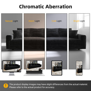 English Elm 82.7 Plush Corduroy 3-Seat Sofa – Modern Deep Seat Convertible Cloud Couch with Foam Pillows Black W1885S00145