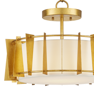 Berwick Gold Semi-Flush Mount Light Fixture - Contemporary Wrought Iron, Adjustable LED Design, 17.75"