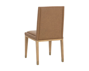 Sunpan Kalla Dining Chair Set of 2 - Stylish Milliken Cognac Upholstery, Rustic Oak Base & Gold Caps