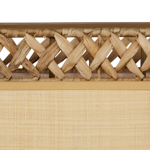 Isola Chandelier - Contemporary Khaki Wrought Iron Light with Natural Water Hyacinth & Grasscloth