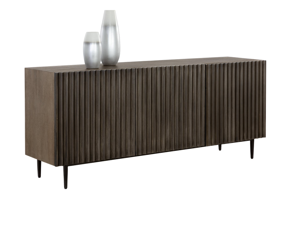 Sunpan Carlin Sideboard – Bold Mango Wood Design with Sculpted Details and Urban Steel Legs for Modern Spaces Large - 72W x 18.25D x 30H