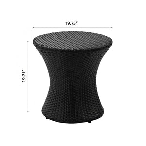 English Elm 19" Kono Hourglass Wicker Side Table Pe Rattan Sculptural Accent for Patio or Living Room Black N773P362078R