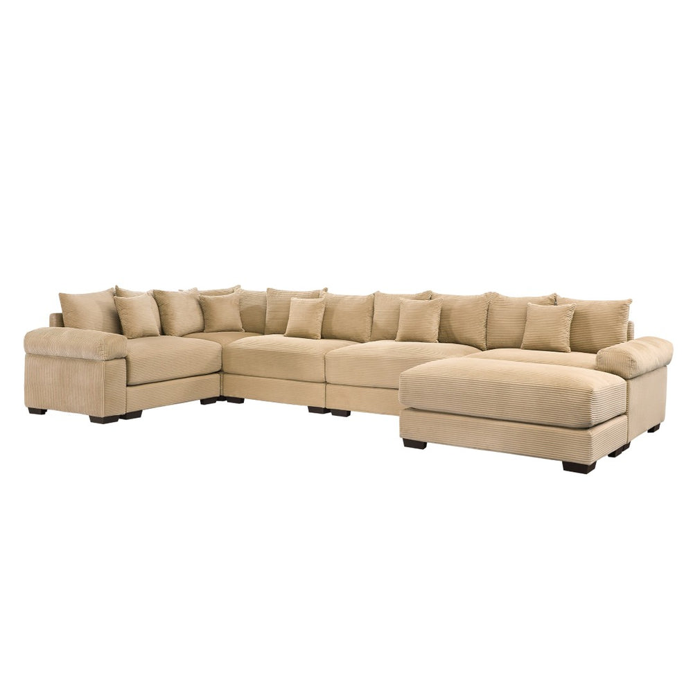 English Elm Oversized Modular Sectional Couch - Luxurious Camel Corduroy, Ergonomic Design, Easy Assembly & Flexibility W714S01315-GIGA