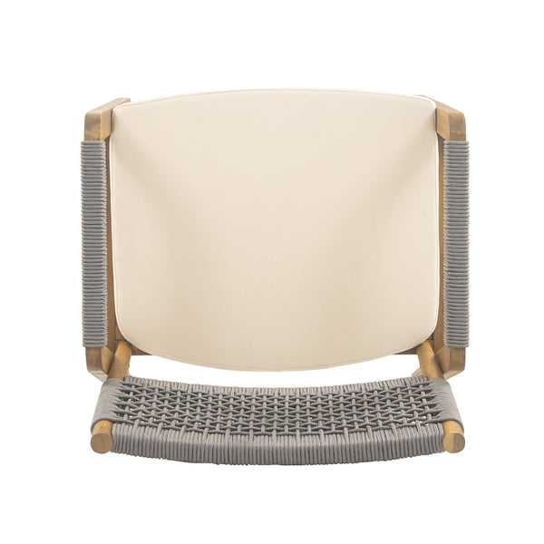 English Elm Christopher Knight Home® - Outdoor Acacia Wood Dining Armchair with Rope Weave Back, Water-Resistant Cushion, Durable 400lb Grey,Teak+ Beige N773P210139G