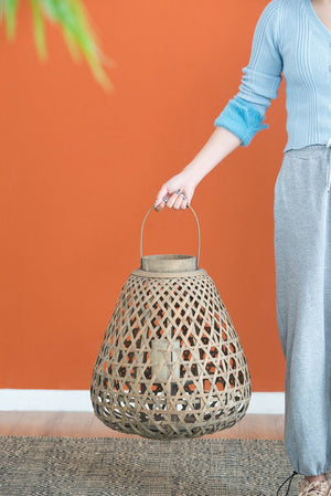 English Elm 16.9x16.9x17.7" Fir Wood Woven Lattice Candle Lantern Tapered Frame Porch Accent W2078P495660