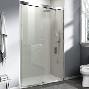 English Elm 44" Semi-frameless Double Sliding Shower Door Brushed Gold Tempered Glass Walk-in W1920P385301