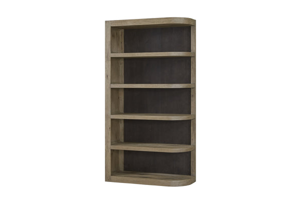 English Elm Reversible Etagere in English Knotty Oak Veneer — Solid Wood/MDF, Reversible Shelving, Sculptural Rounded Fronts B2699P401365