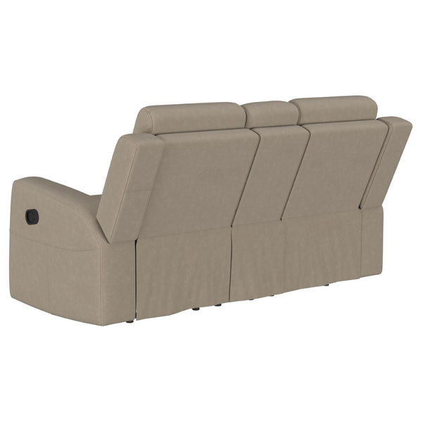 English Elm Slater Faux Leather Reclining Sofa Set with Console Cupholders for Media Rooms B062S01806
