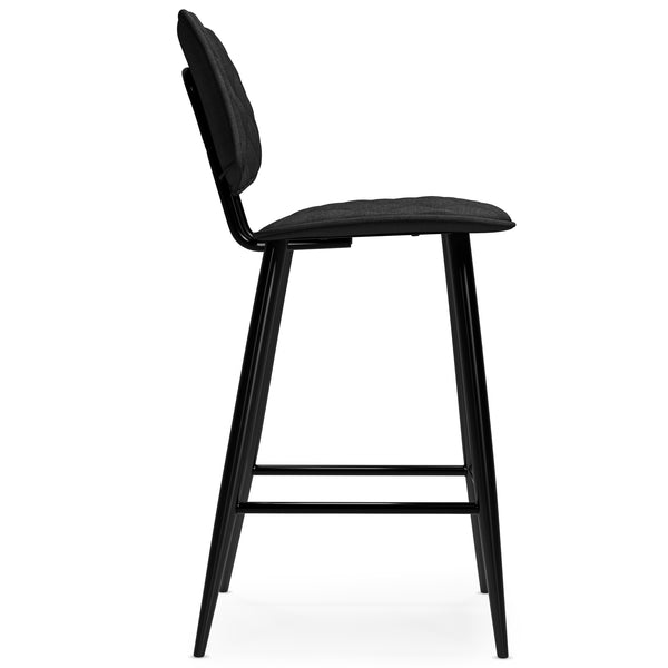 English Elm Raya Quilted Counter Height Stool Set of 2 with Padded Vegan Leather Seats and Metal Frame Footrest Charcoal B136P252650