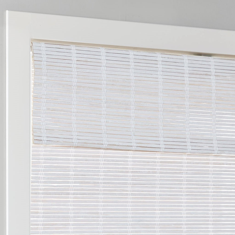 English Elm Bamboo Cordless Light-Filtering Roman Shade 33x64" — Eco Bamboo Woven Privacy Shade with Brackets B035129670